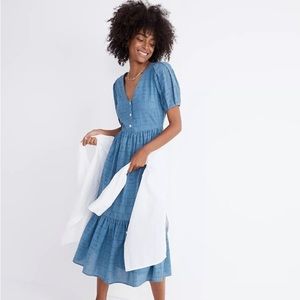 Madewell quilted eyelit midi dress